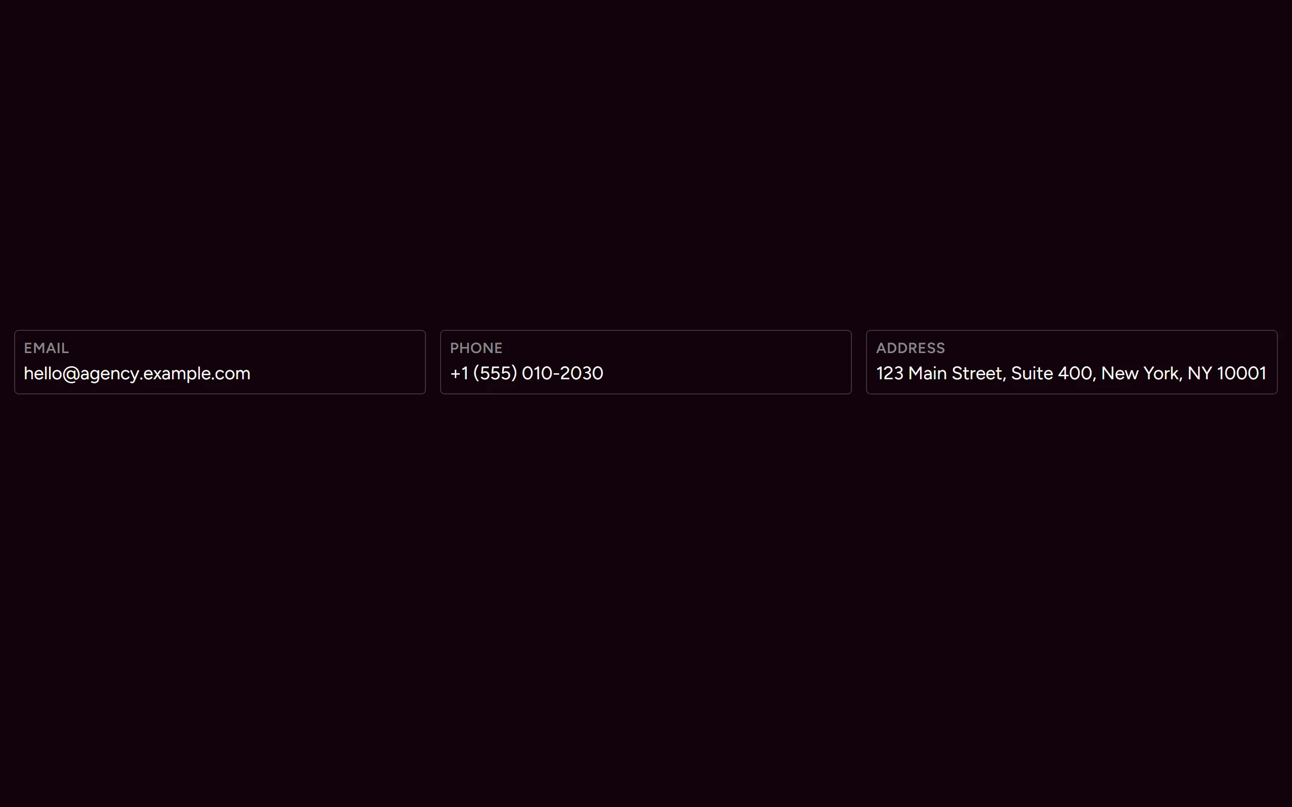 Contact — dark theme