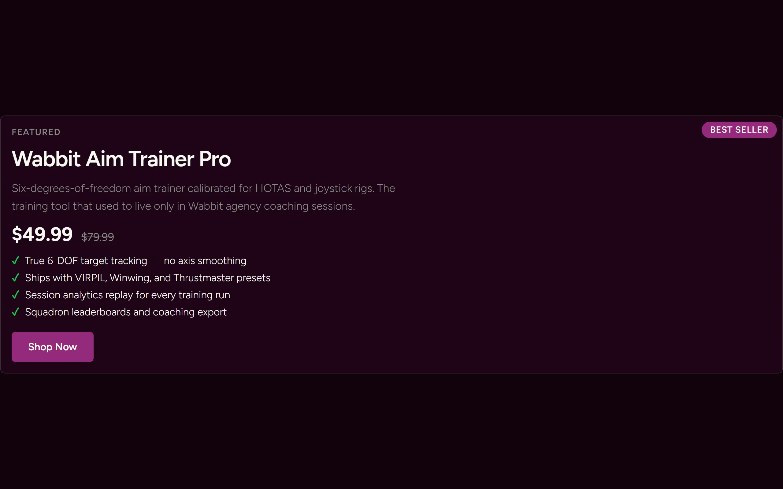 Featured Product — dark theme