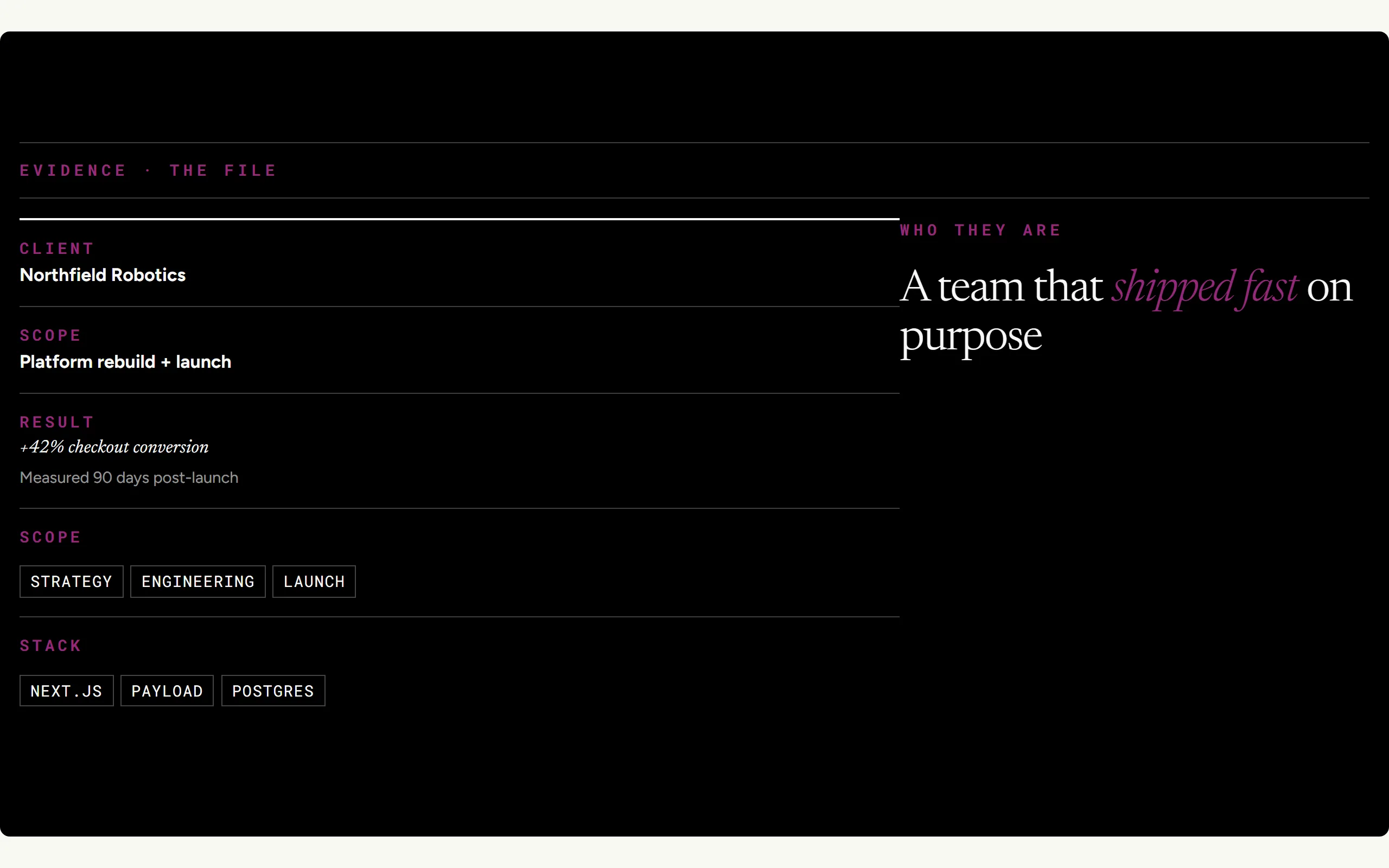 Evidence Sheet — light theme