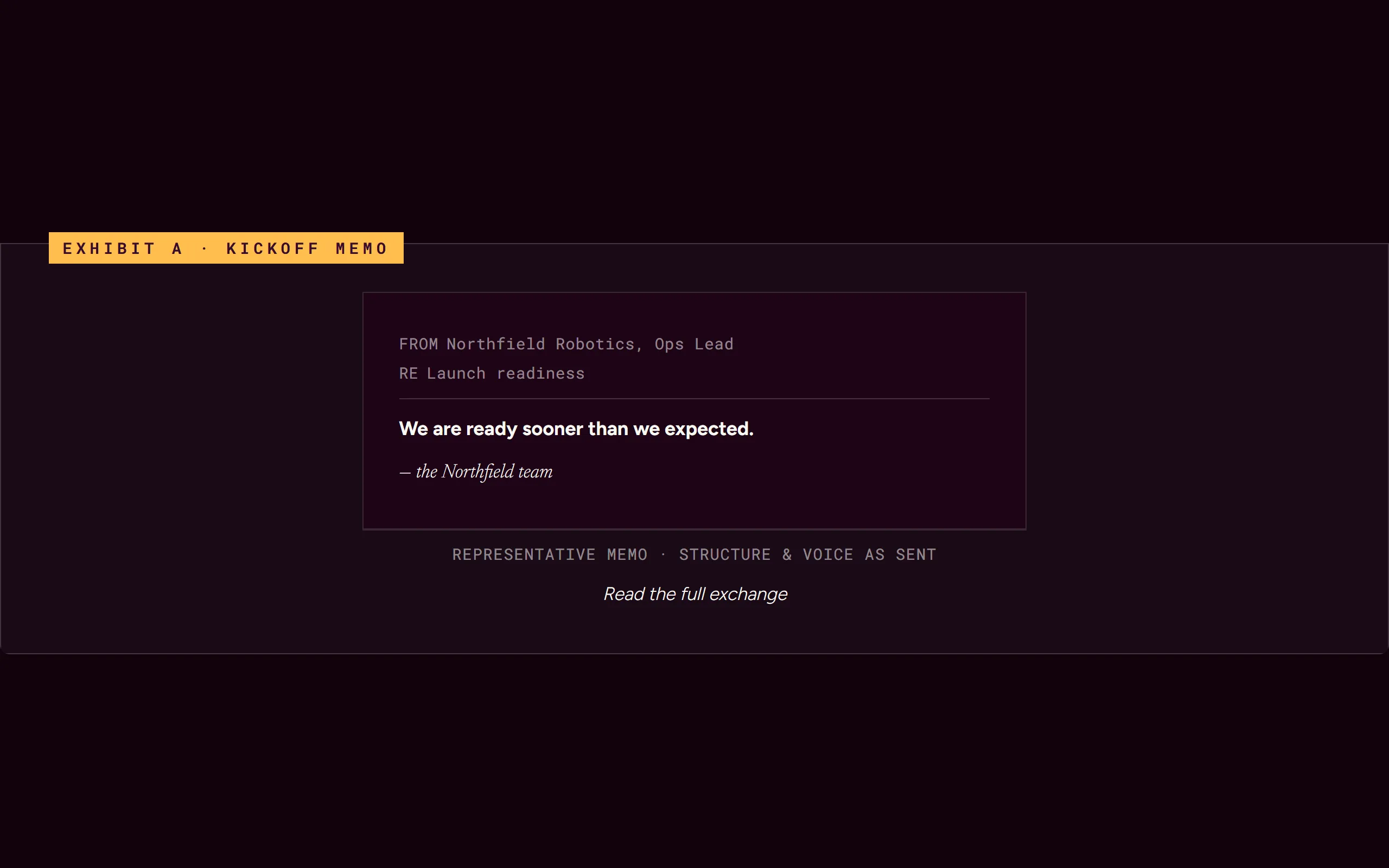Exhibit Artifact — dark theme