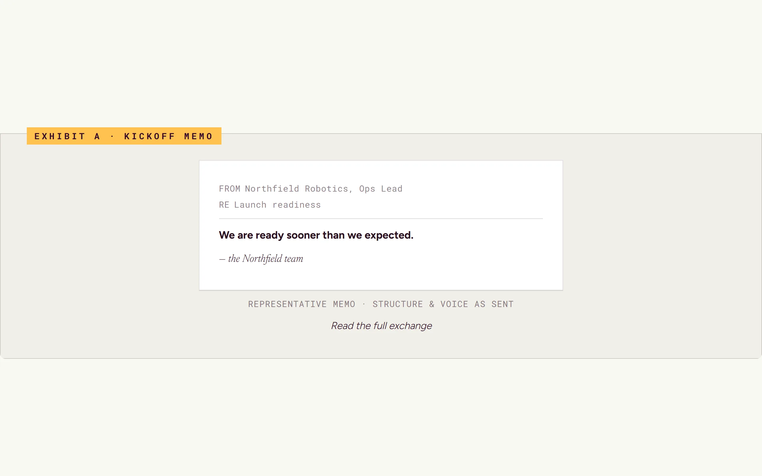 Exhibit Artifact — light theme