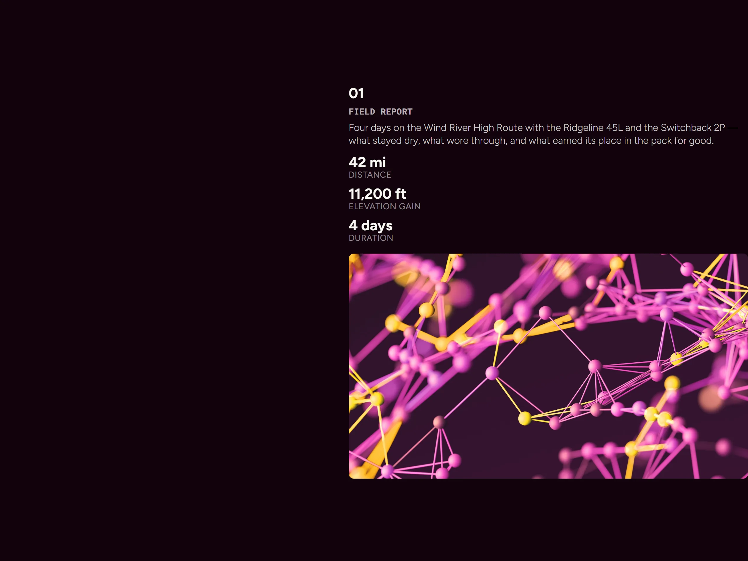 Editorial Spread — dark theme