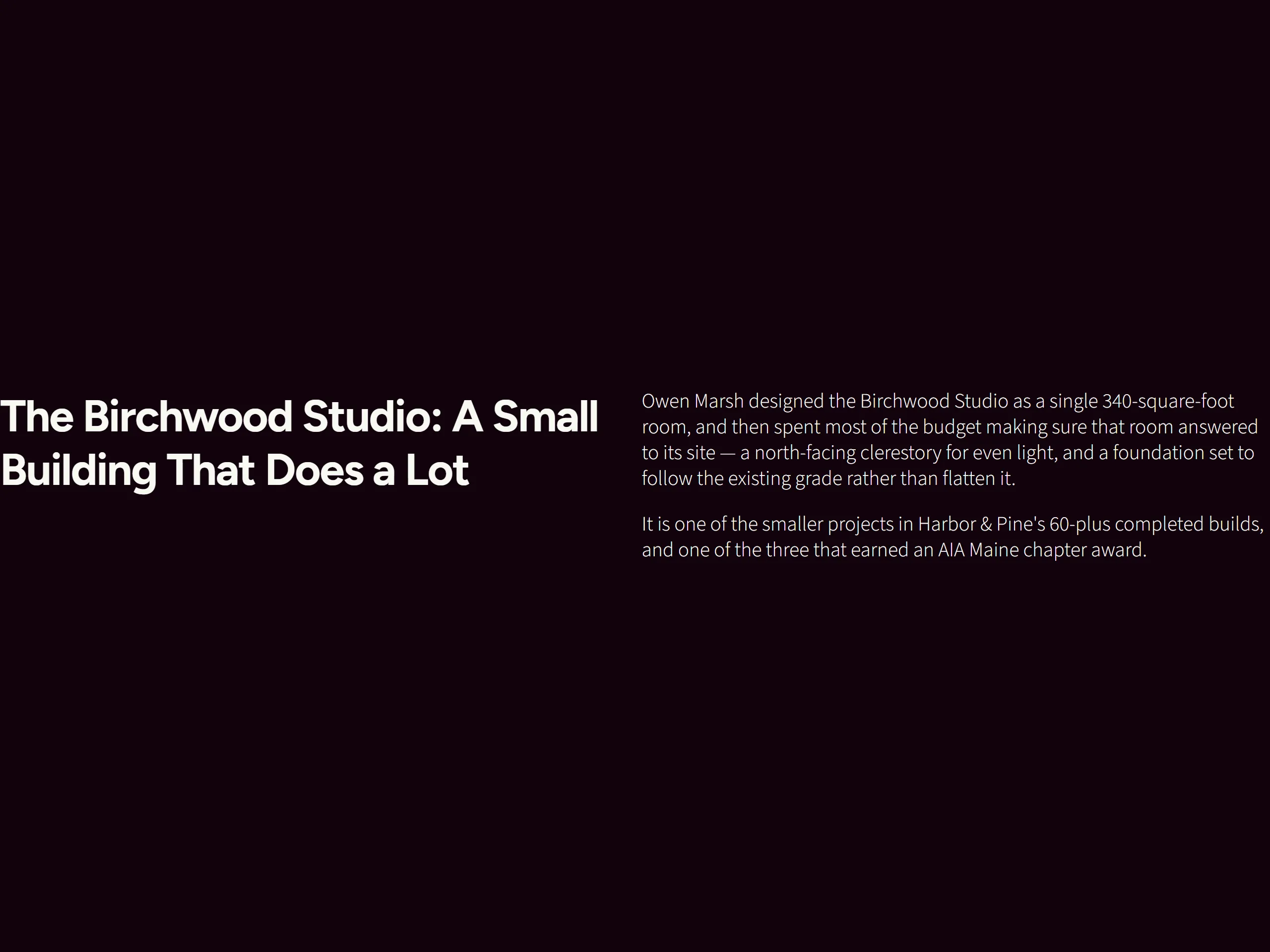 Content Two Column — dark theme