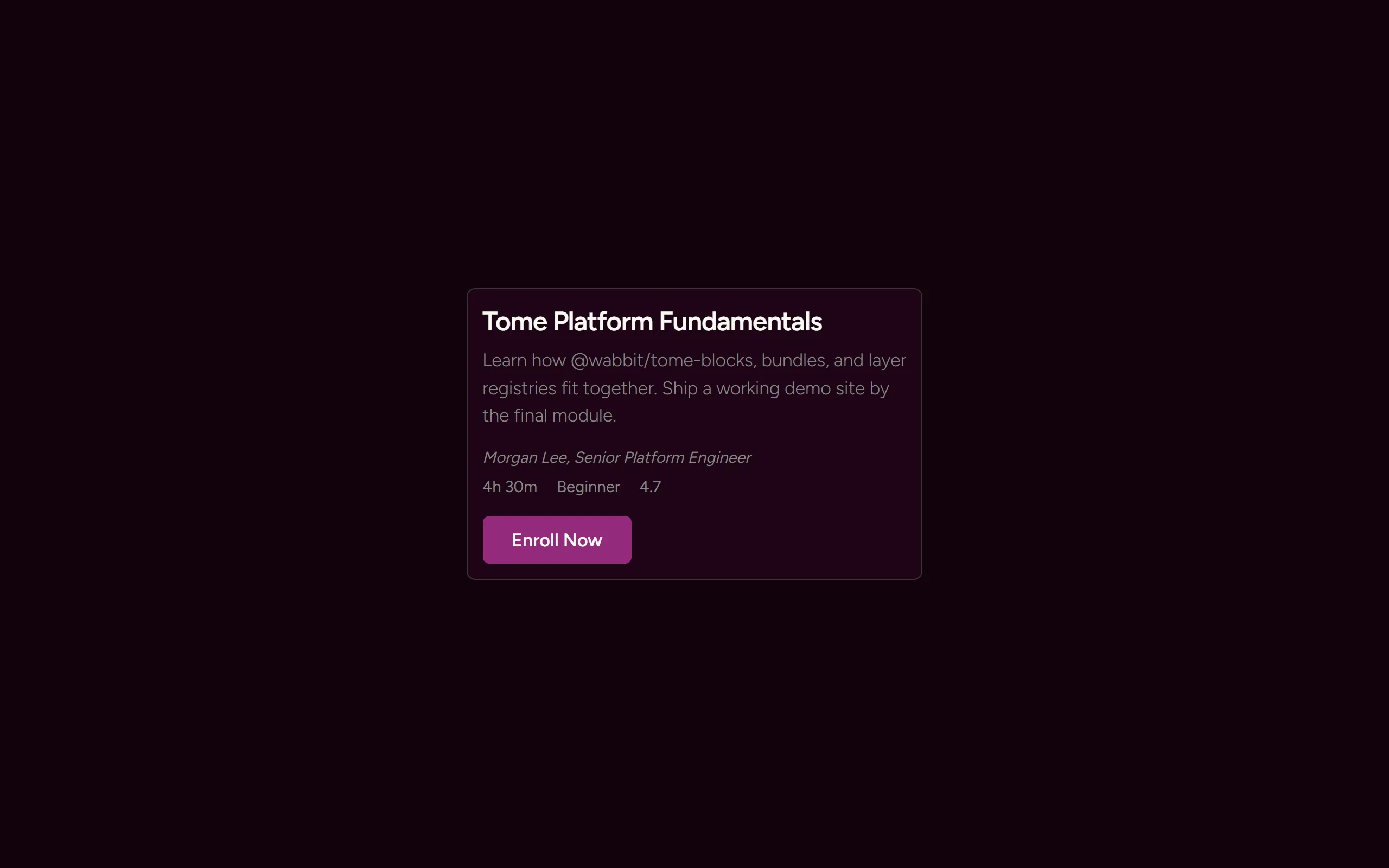 Course Card — dark theme