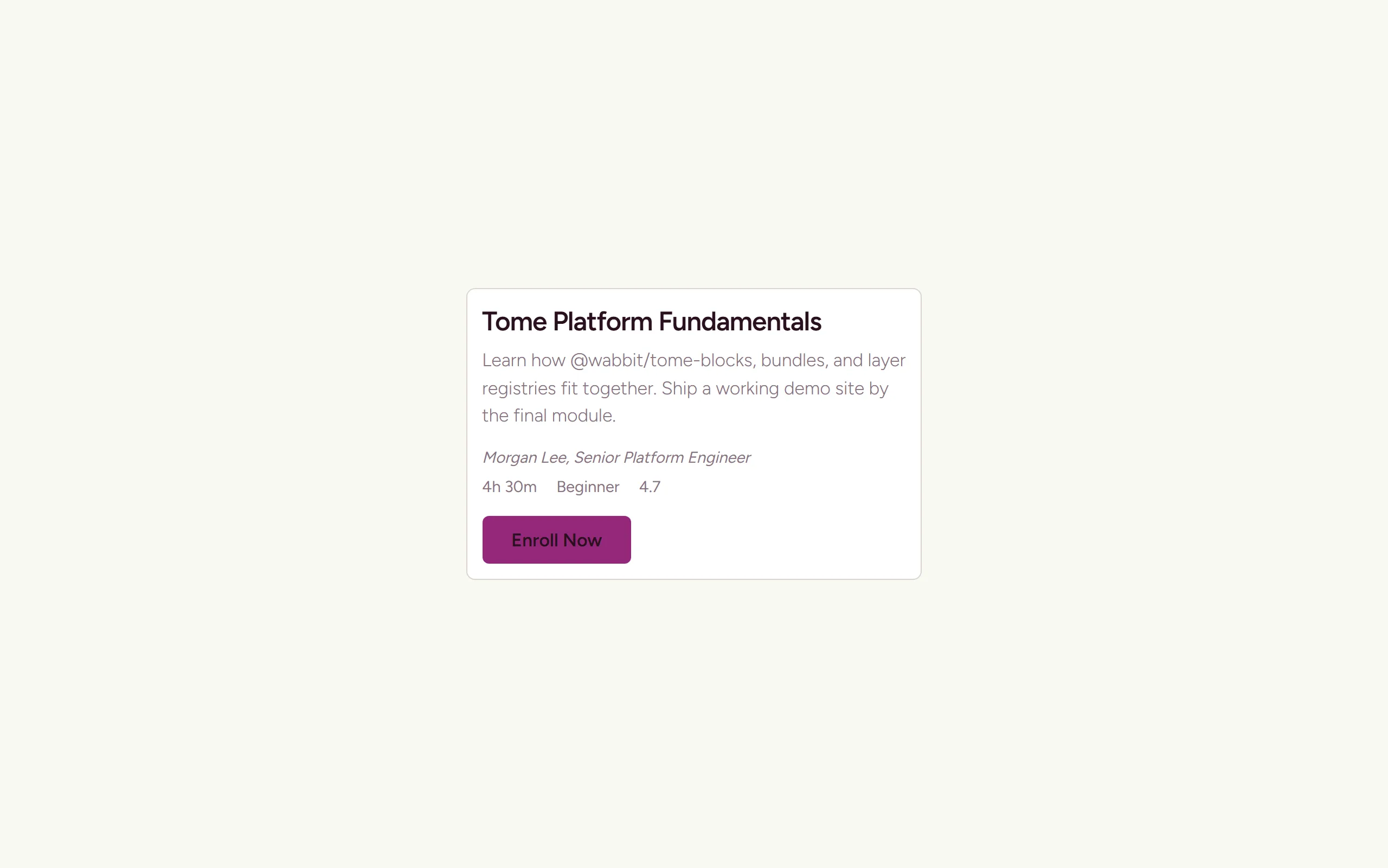 Course Card — light theme