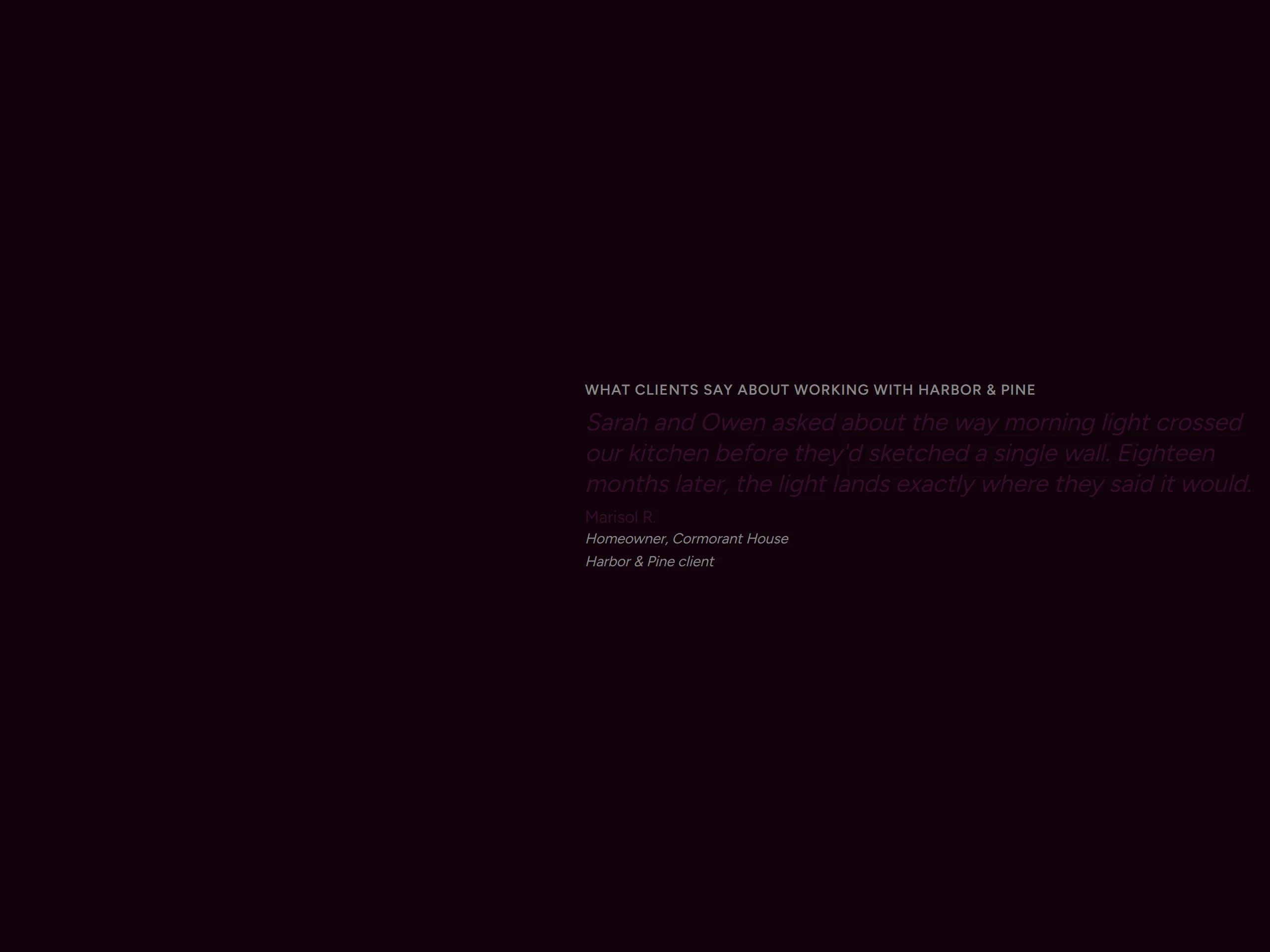 Testimonial — dark theme