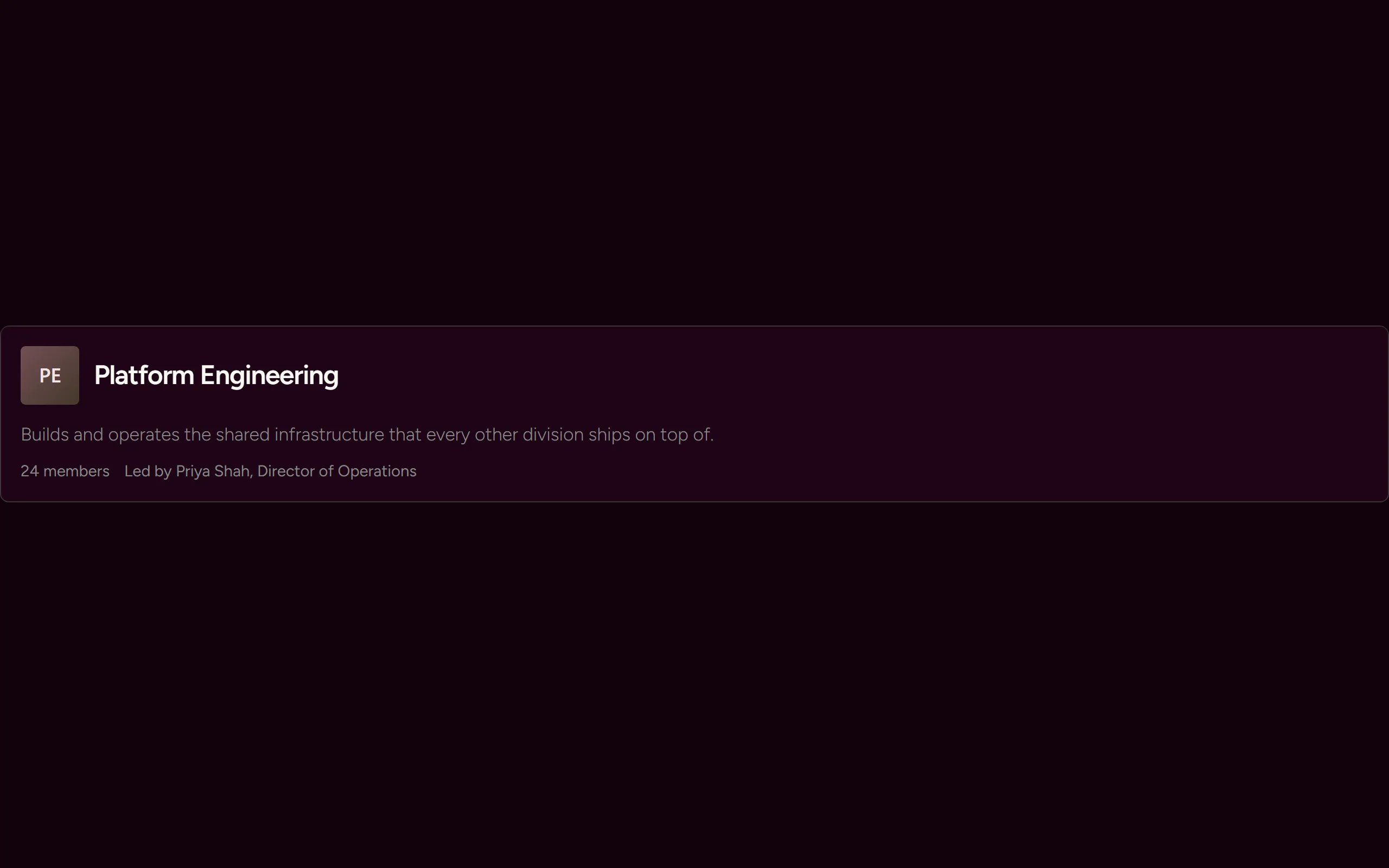 Division Card — dark theme