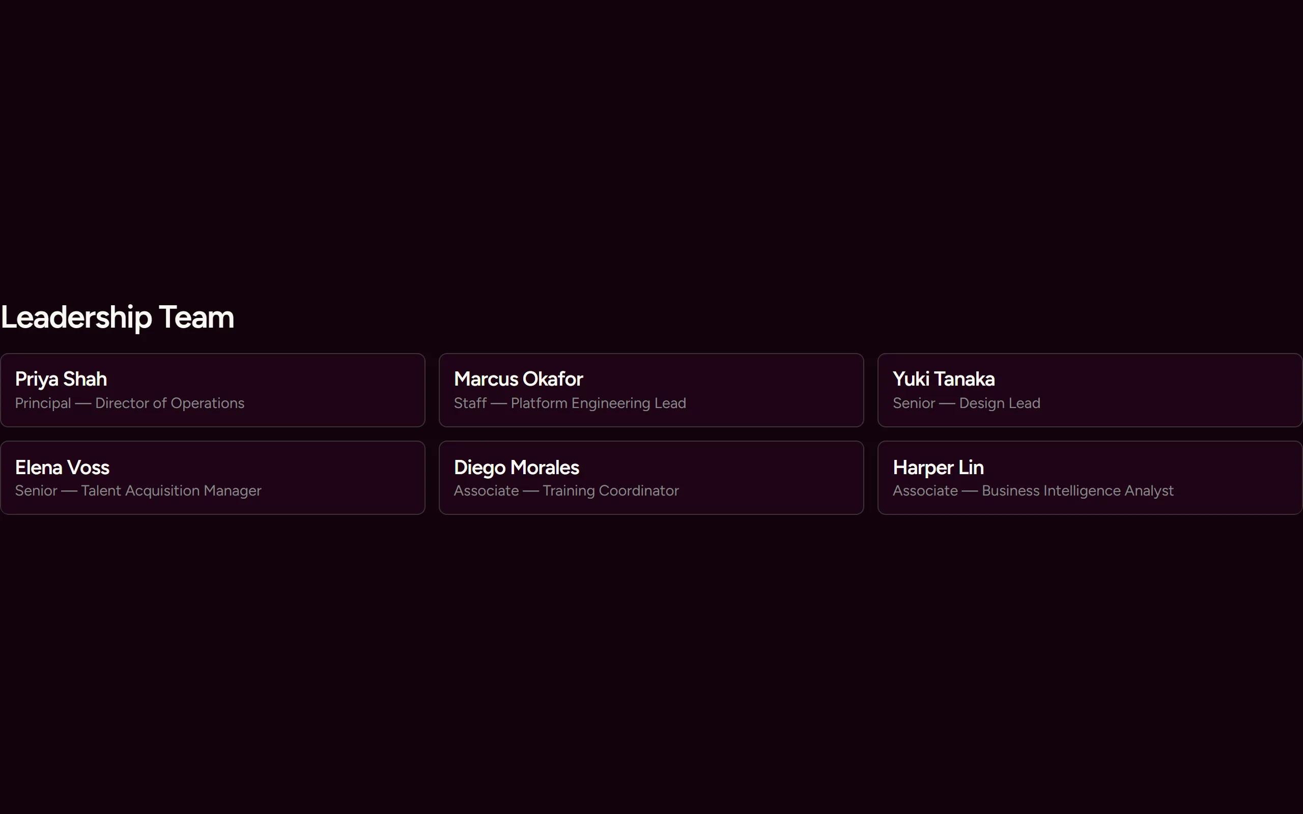 Member Grid — dark theme