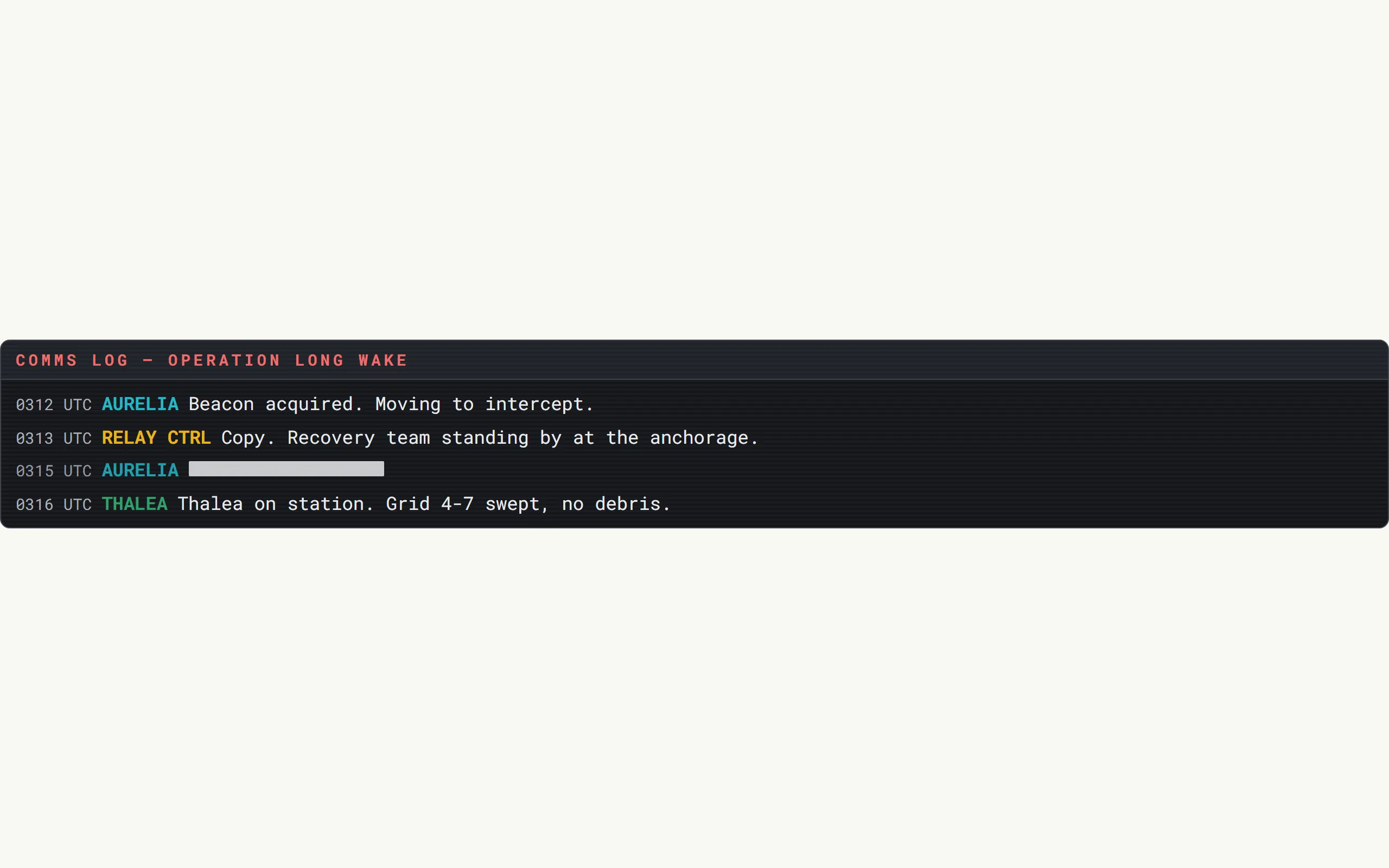 Comms Transcript — Intercepted variant preview