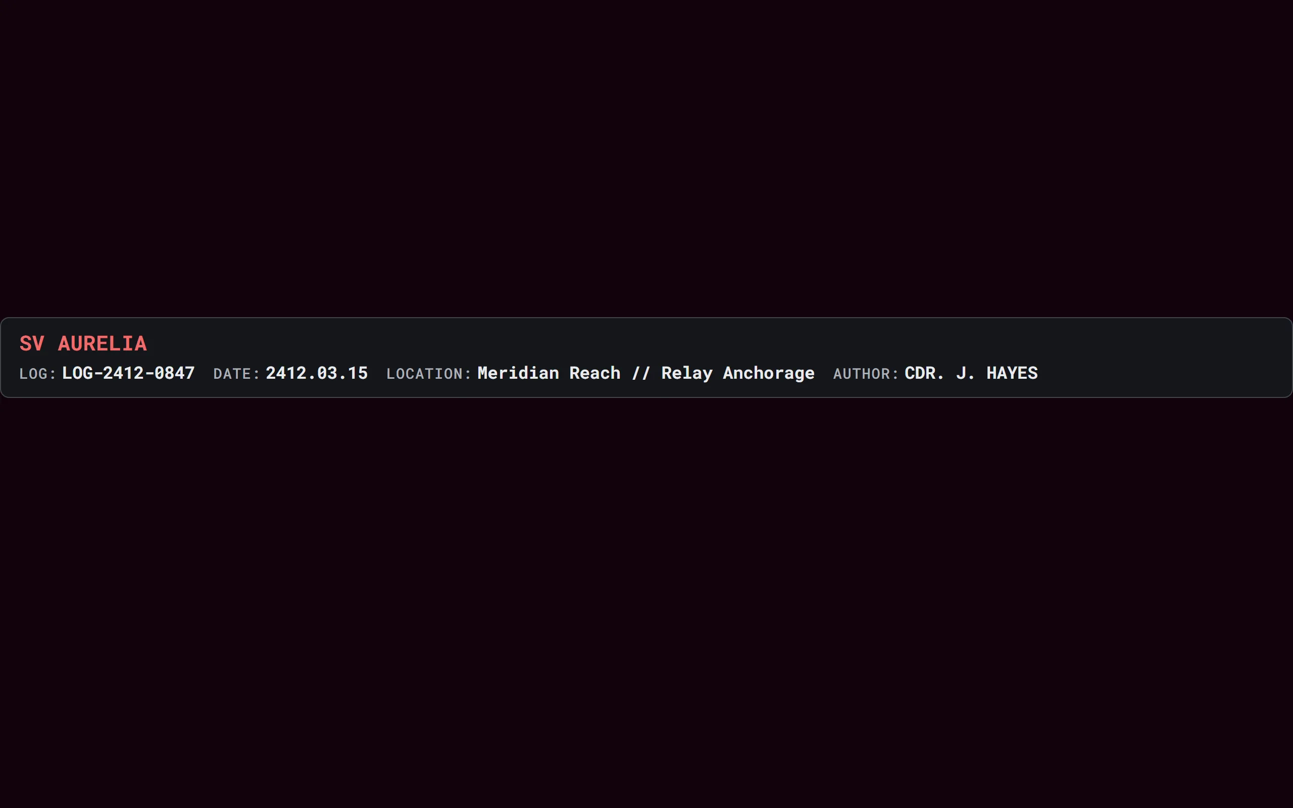 Signal Log Header — dark theme