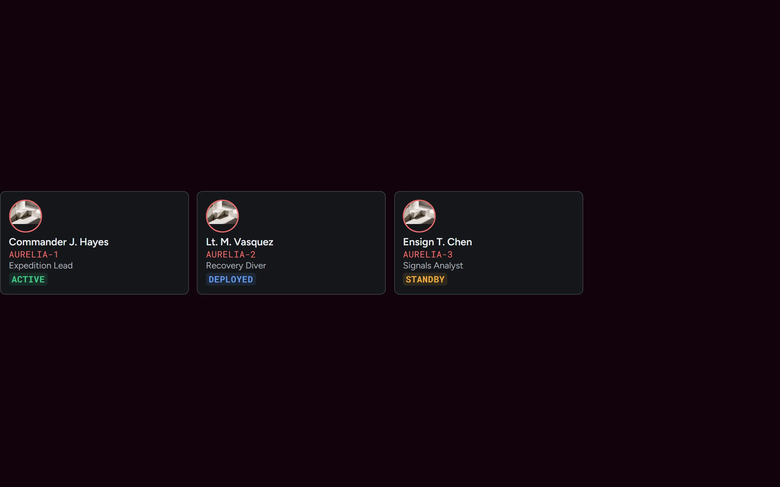 Signal Personnel Card — dark theme